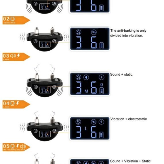 Collier de dressage anti-aboiement pour chien, écran LCD, mode de vibration sonore, chiens de taille S, M, L, sûr, aste, étanche