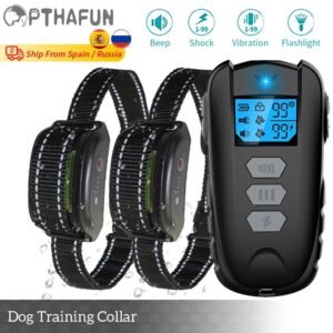 Collier de dressage électrique pour chien, 1000 pieds, télécommande, colliers anti-aboiement pour chiens, Vibration, choc sonore, Rechargeable, étanche