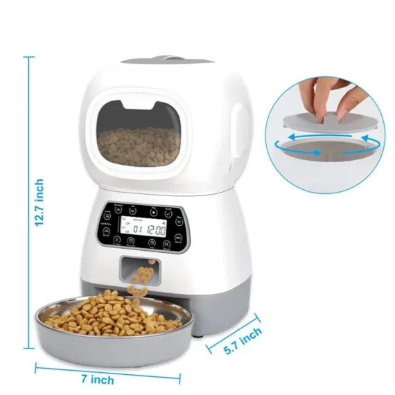 Distributeur automatique de nourriture intelligente pour animaux de compagnie, 3,5 l, pour chats et chiens, minuterie, bol en acier inoxydable, alimentation automatique pour chiens et chats, fournitures pour animaux de compagnie