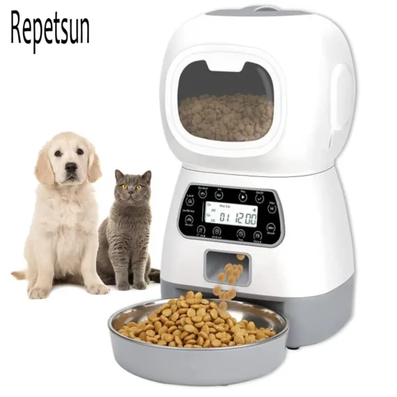 Distributeur automatique de nourriture intelligente pour animaux de compagnie, 3,5 l, pour chats et chiens, minuterie, bol en acier inoxydable, alimentation automatique pour chiens et chats, fournitures pour animaux de compagnie