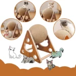 Planche à gratter Interactive pour chat, jouet pour chaton, boule en Sisal, pattes à gratter, animaux de compagnie