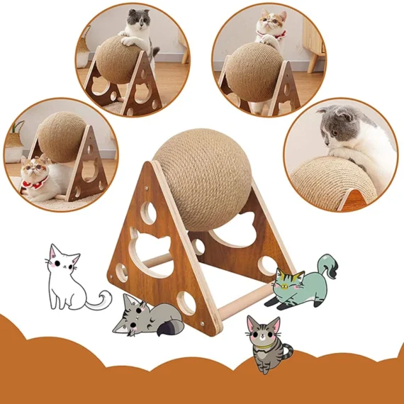 Planche à gratter Interactive pour chat, jouet pour chaton, boule en Sisal, pattes à gratter, animaux de compagnie