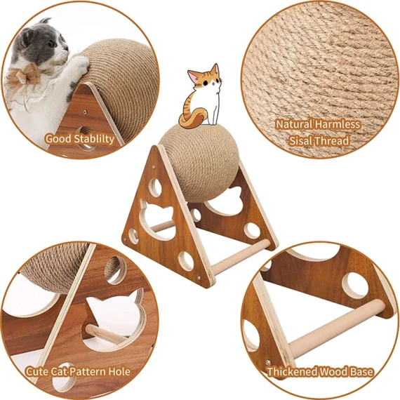 Planche à gratter Interactive pour chat, jouet pour chaton, boule en Sisal, pattes à gratter, animaux de compagnie