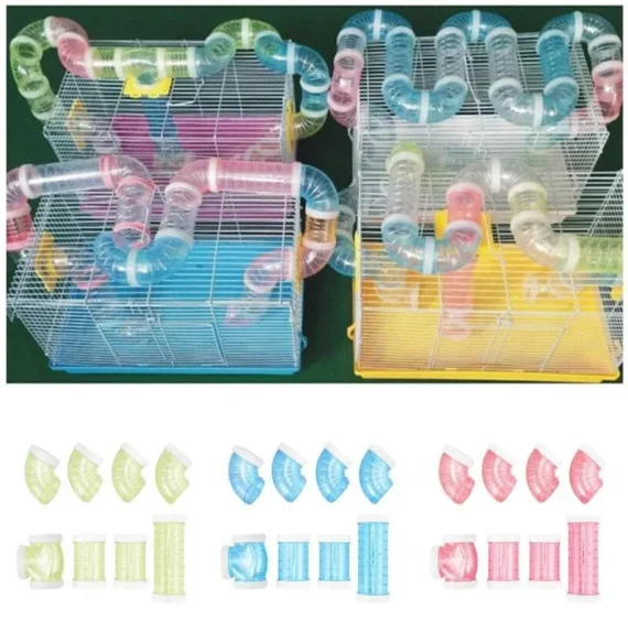 Tunnel de hamster transparent pour petits animaux de compagnie, jouet de piste, pipeline d'entraînement sportif, jeu de bricolage, accessoires pour animaux de compagnie, 8 pièces par ensemble