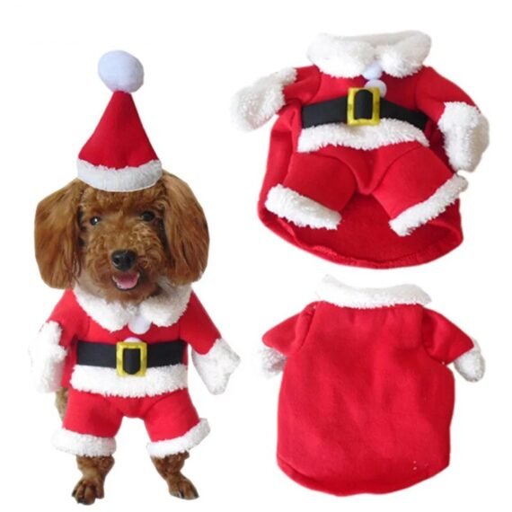 Vêtements de noël pour animaux de compagnie, veste chaude avec capuchon pour chien, chiot, chat, hiver