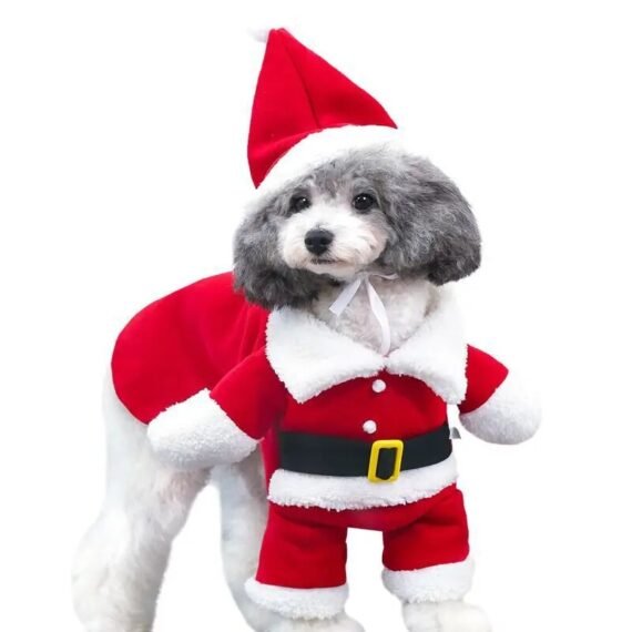 Vêtements de noël pour animaux de compagnie, veste chaude avec capuchon pour chien, chiot, chat, hiver